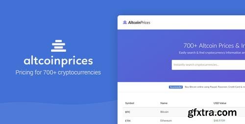 CodeCanyon - Altcoin Prices v1.0 - 700+ Cryptocurrency Prices - 19836623