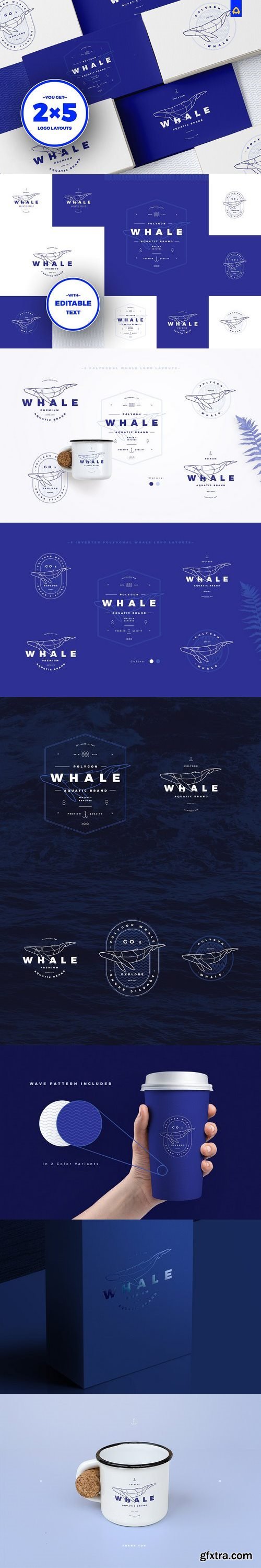 CM - Polygonal Whale Logo Set 1925956