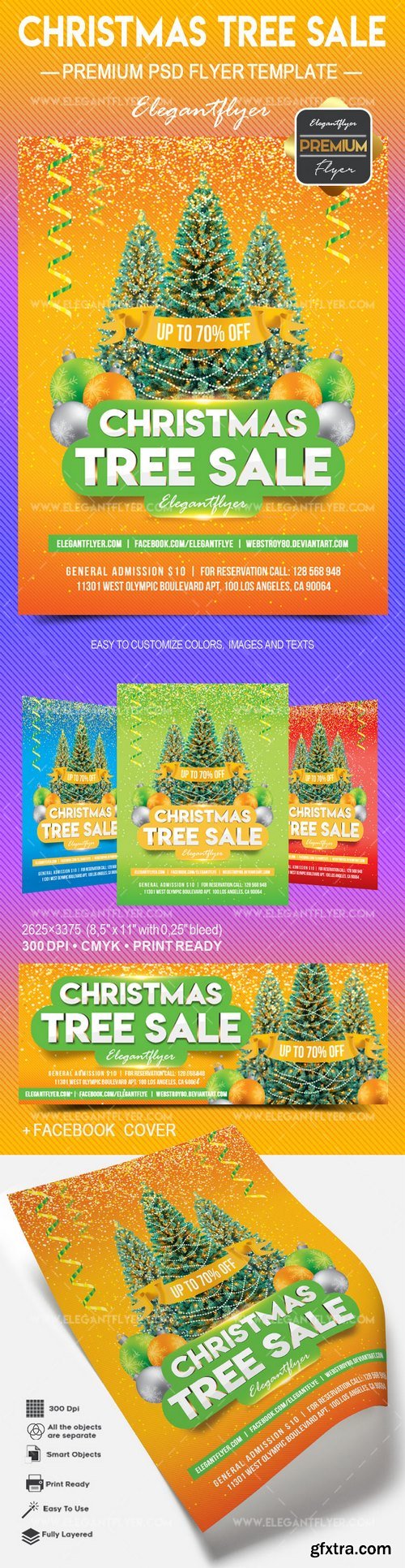 Christmas Tree Sale – Flyer PSD Template + Facebook Cover