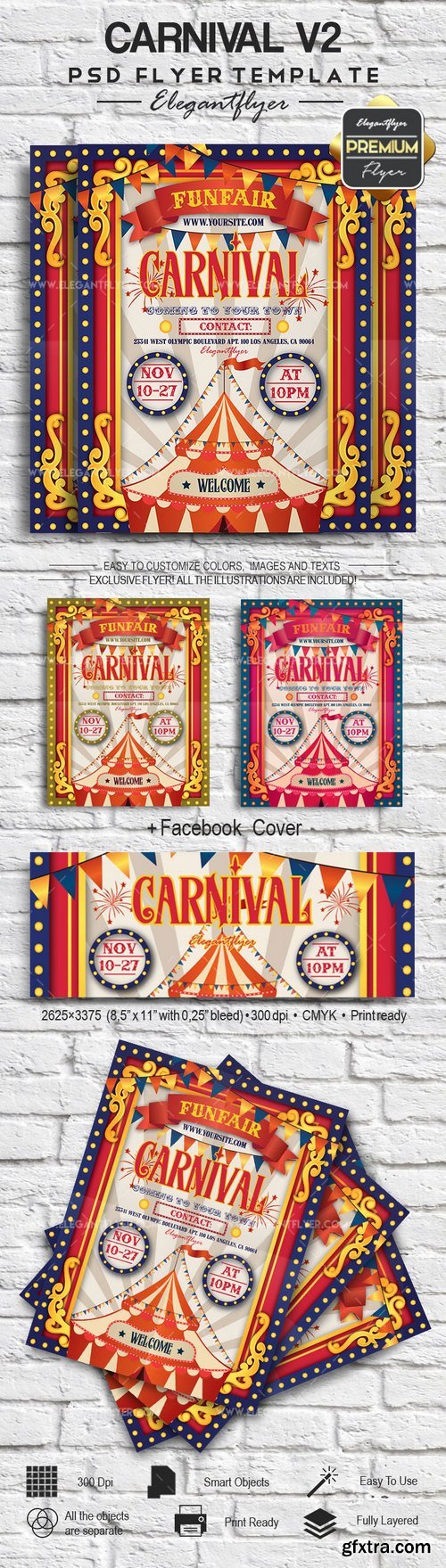 Carnival V2 – Flyer PSD Template + Facebook Cover