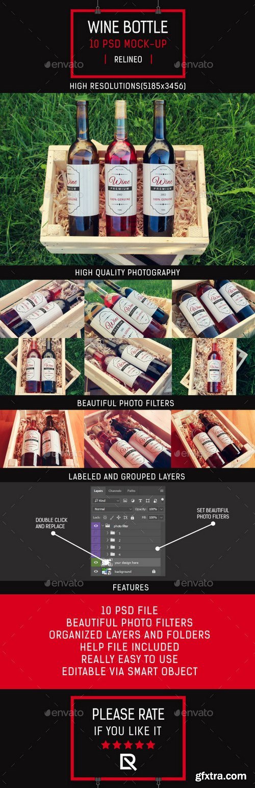 Graphicriver - Wine Bottle Label Mock-up Pack 19301092