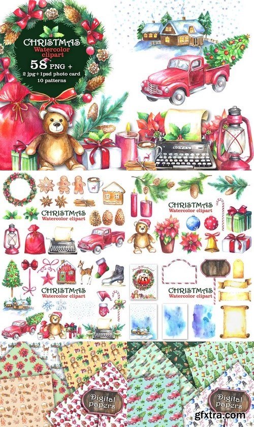 CM - Watercolor Christmas Clipart 2016923