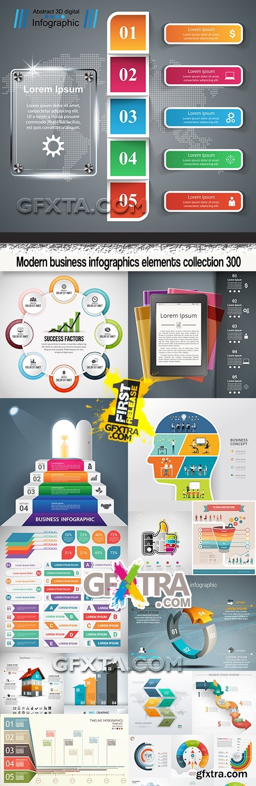 Modern business infographics elements collection 300
