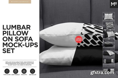 CreativeMarket Lumbar Pillow On Sofa Mock-Ups Set 2043839
