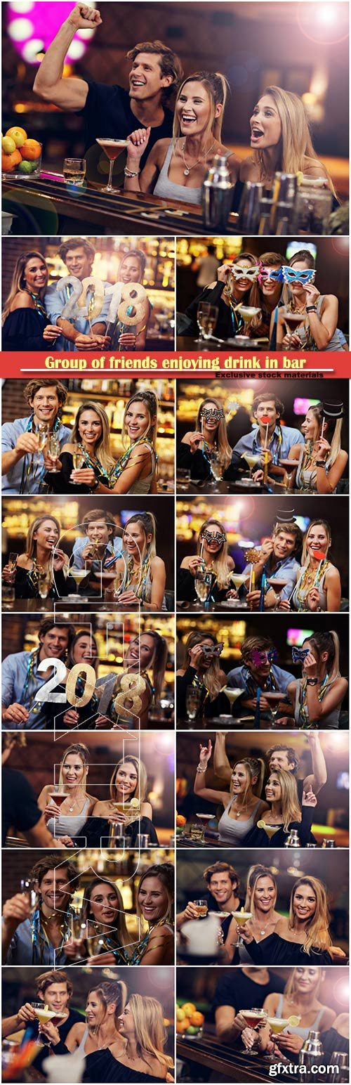 Group of friends enjoying drink in bar
