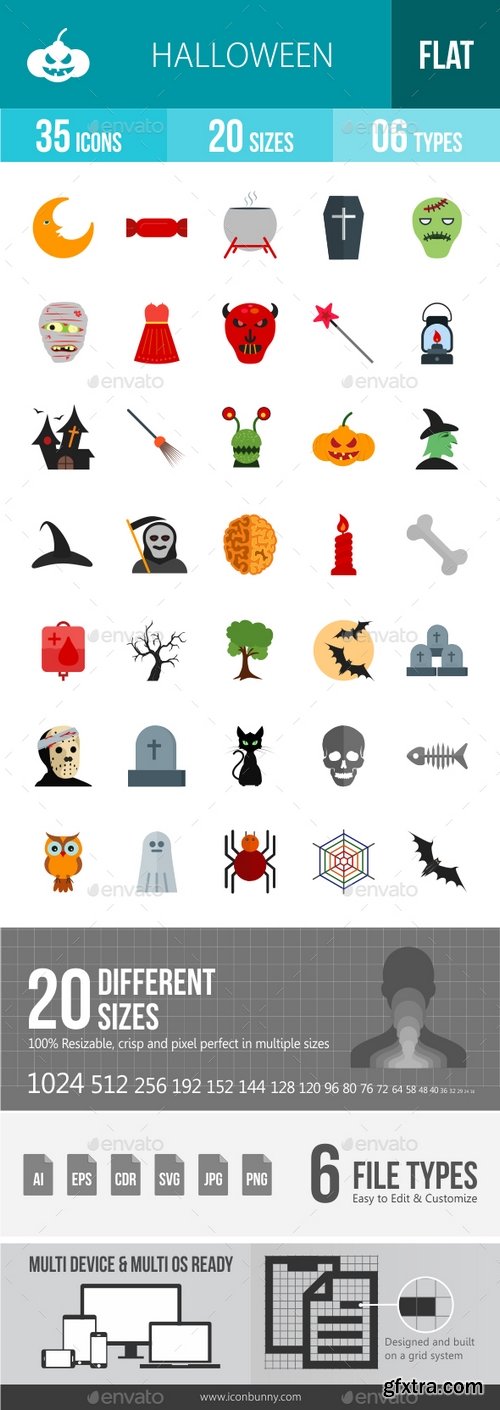 Graphicriver - Halloween Flat Multicolor Icons 12984754