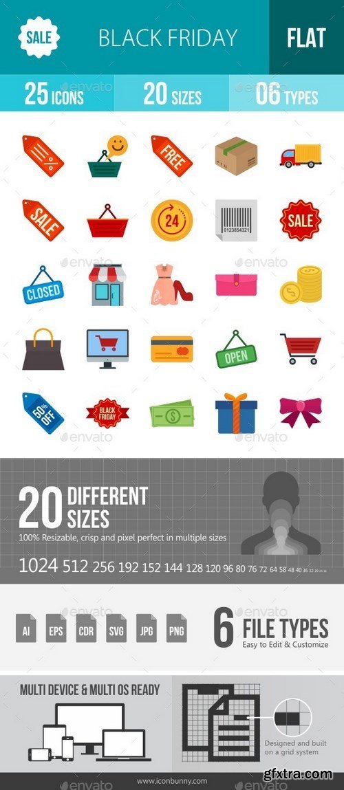 Graphicriver - Black Friday Flat Multicolor Icons 13341756