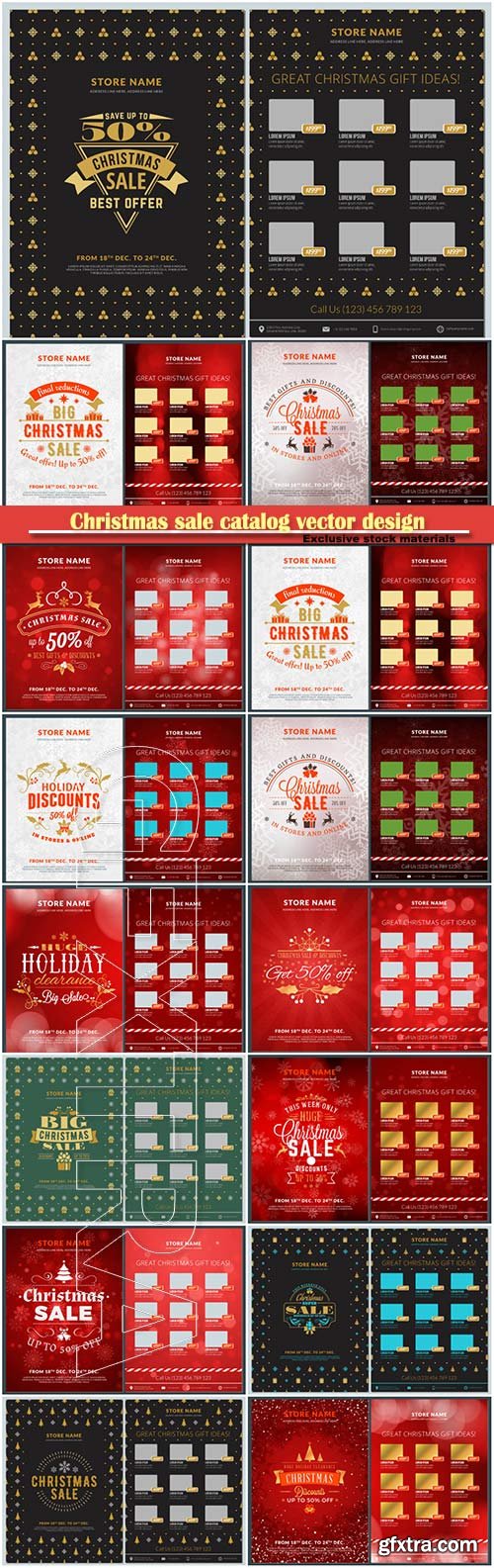 Christmas sale catalog vector design, business flyer template