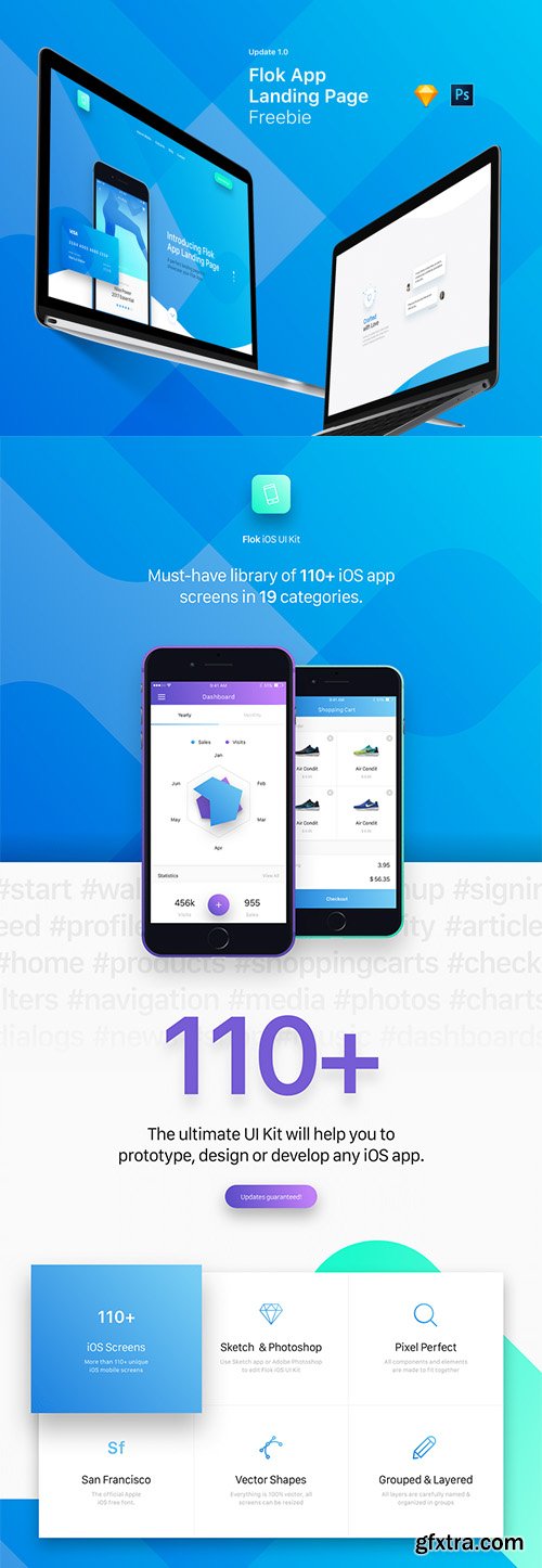 Flok iOS UI Kit - Must have UI Kit with 110+ iOS screens in 19 categories
