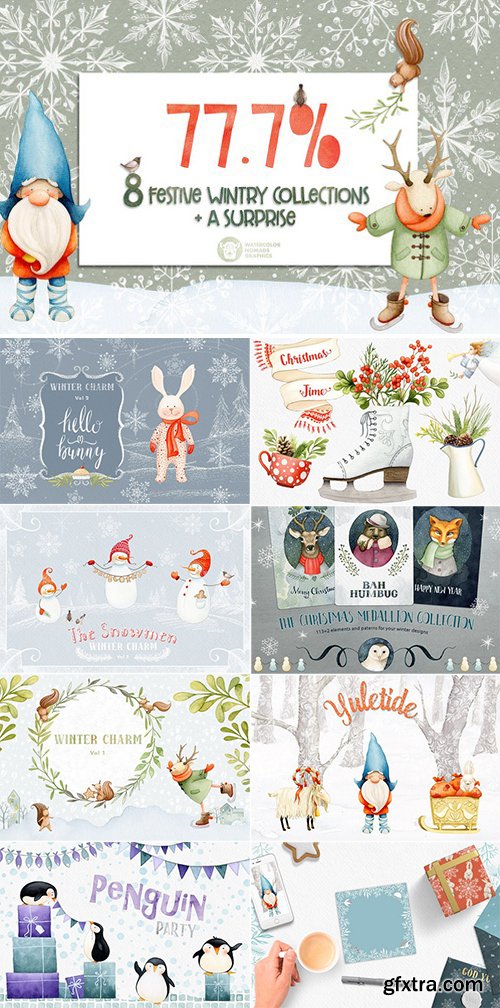 CM - Winter & Christmas Watercolor Bundle 2088165