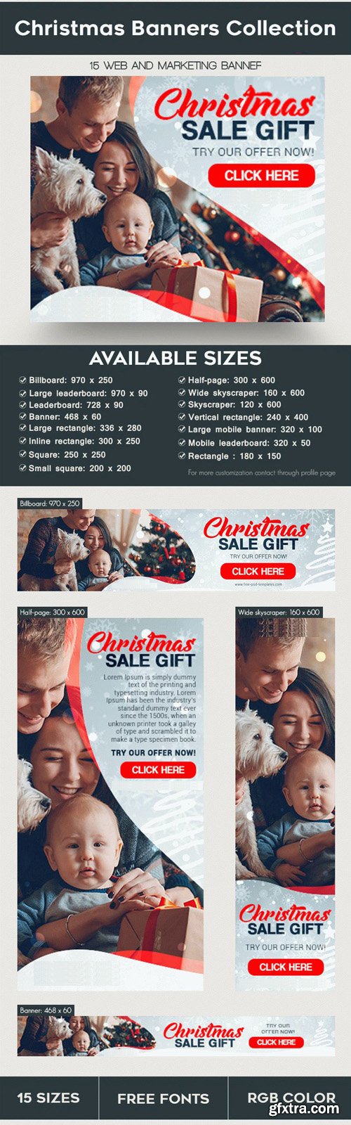15 Christmas Banners Collection PSD Templates