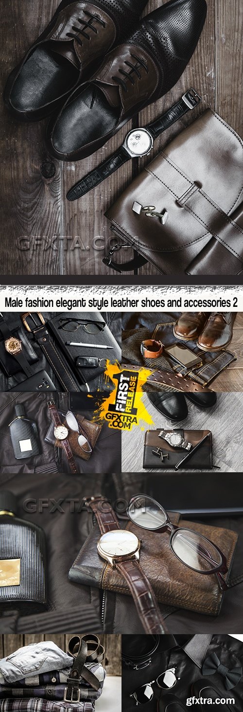 Male fashion elegant style leather shoes and accessories 2