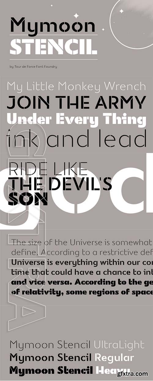 Mymoon Stencil - font family