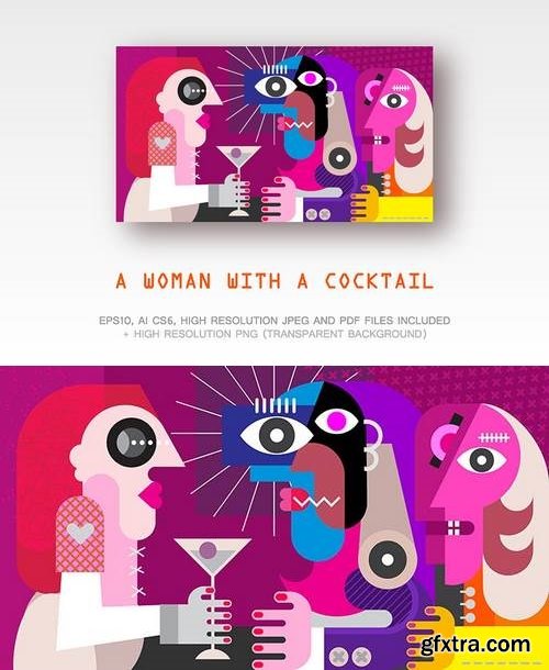 A Woman With a Cocktail vector ilustration