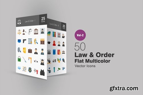 50 Law & Order Flat Multicolor Icons