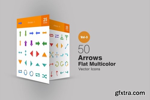 50 Arrows Flat Multicolor Icons