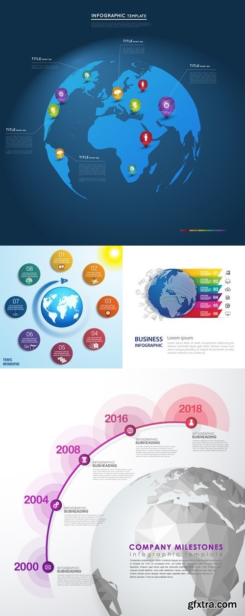 Vectors - Globes Infographics Backgrounds 15