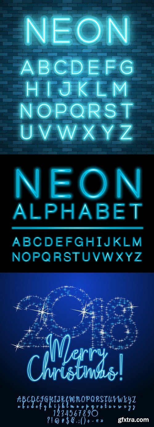 Vectors - Blue Neon Alphabets 17