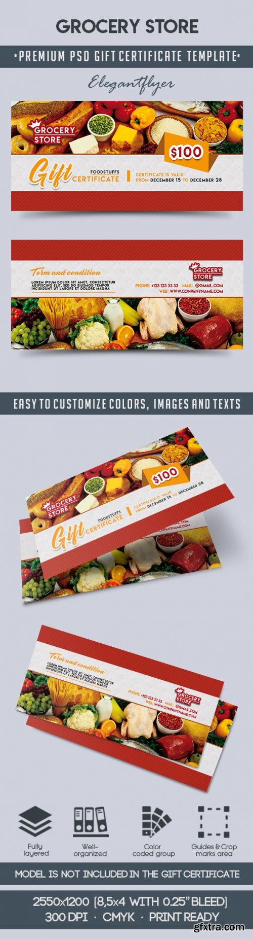 Grocery Store V1 Premium Gift Certificate PSD Template