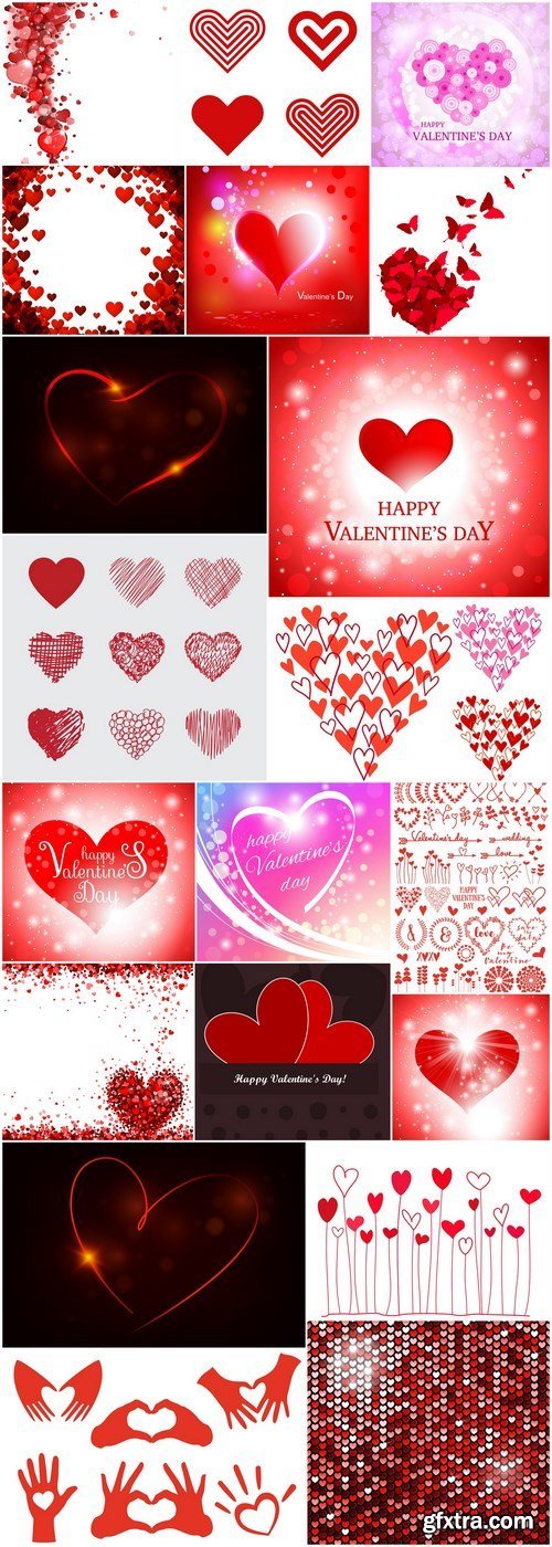 Heart & Love - Happy Valentines Day 3 - Set of 20xEPS Professional Vector Stock