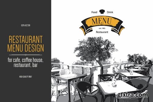 CM - Restaurant menu design with a sketch 1946137
