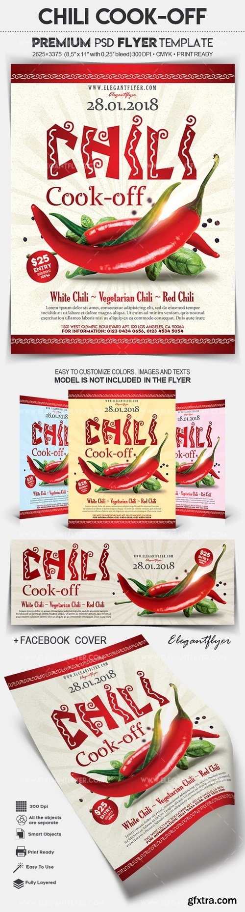 Chili Cook-off – Flyer PSD Template + Facebook Cover