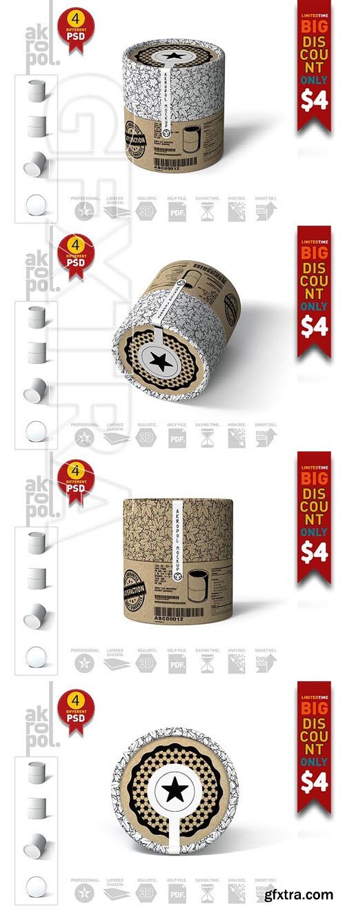 CreativeMarket - Packaging Mock Up - Paper tubes 2172801