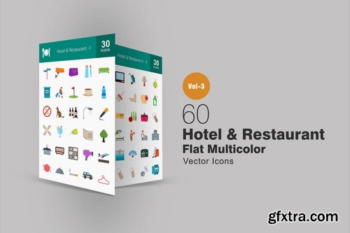 60 Hotel & Restaurant Flat Multicolor Icons