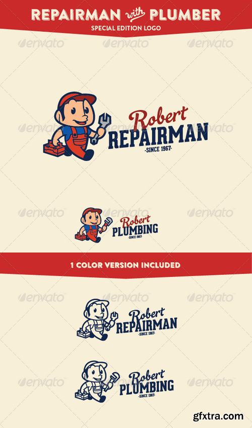 Graphicriver - Repairman & Plumber - Service & Maintenance Logo 7451111