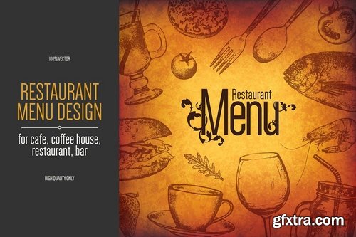 CM - Restaurant menu design with a sketch 1946122