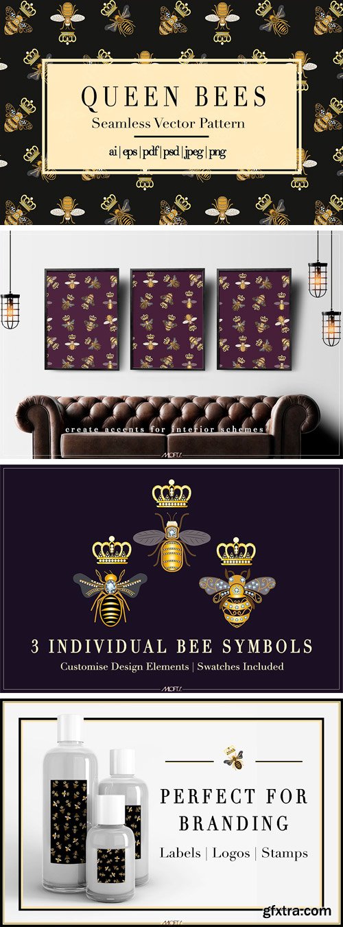 CM - Queen Bees: Vector Pattern 2028405