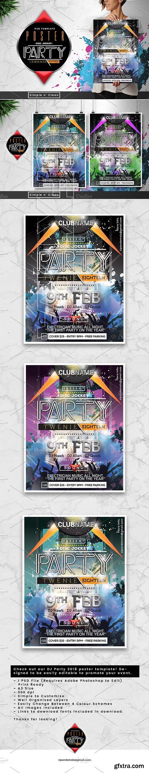 CreativeMarket - DJ Party 2018 Poster 2180078