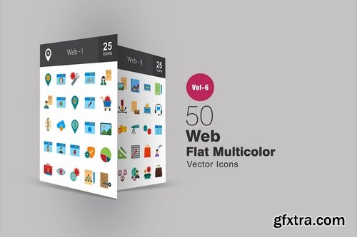 50 Web Flat Multicolor Icons