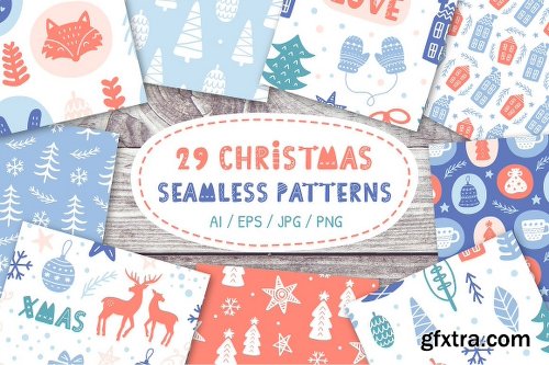 CreativeMarket Nordic Christmas Seamless Patterns 2118721