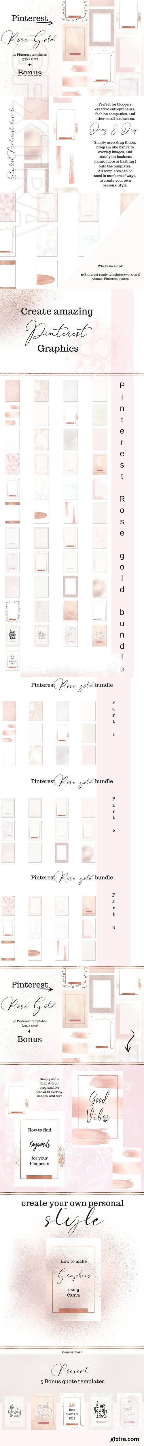 CreativeMarket - Pinterest rose gold bundle 2180476