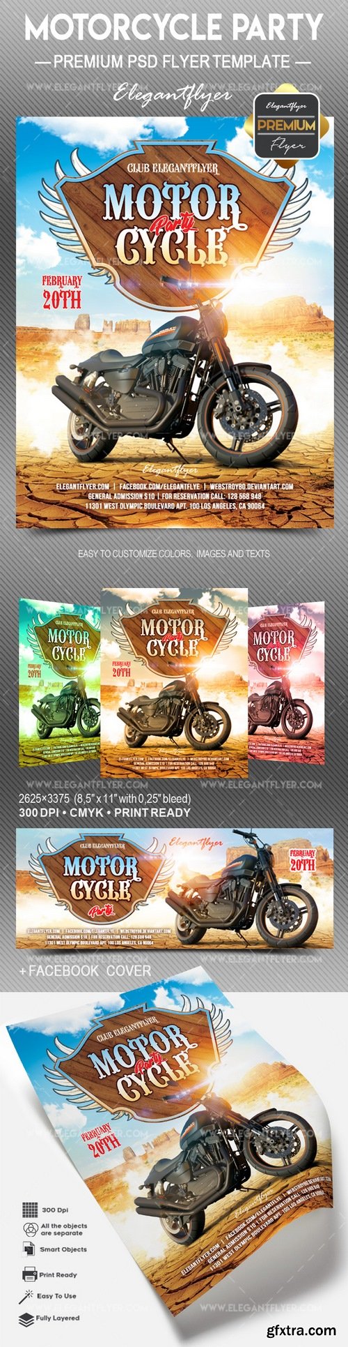 Motorcycle party v02 – Flyer PSD Template + Facebook Cover