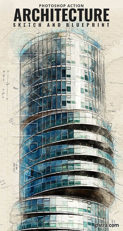 GraphicRiver - Architecture Sketch and Blueprint Photoshop Action 21196237