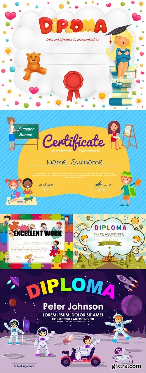 Vectors - Certificate Templates with Kids 11