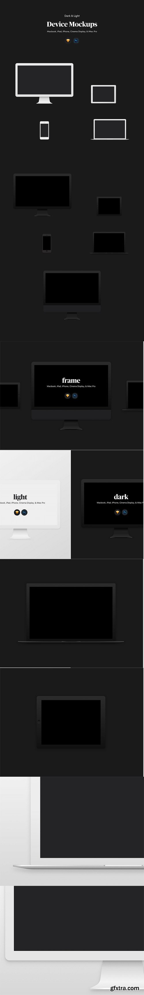 Dark & Light Device Mockups - Elegant dark and light Apple device mockups for Photoshop & Sketch
