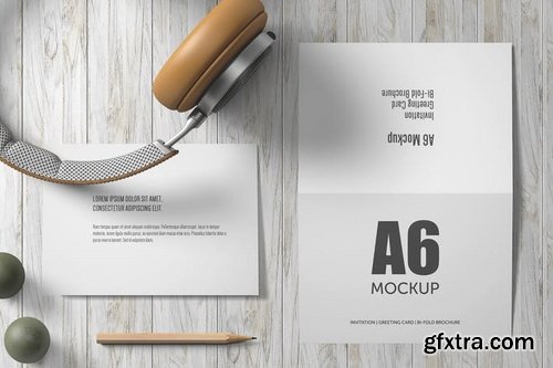 A6 Landscape Bi-Fold Greeting Card Mockup - Set 1
