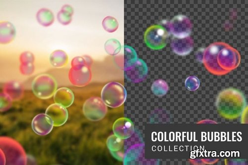 Colorful soap bubble collection