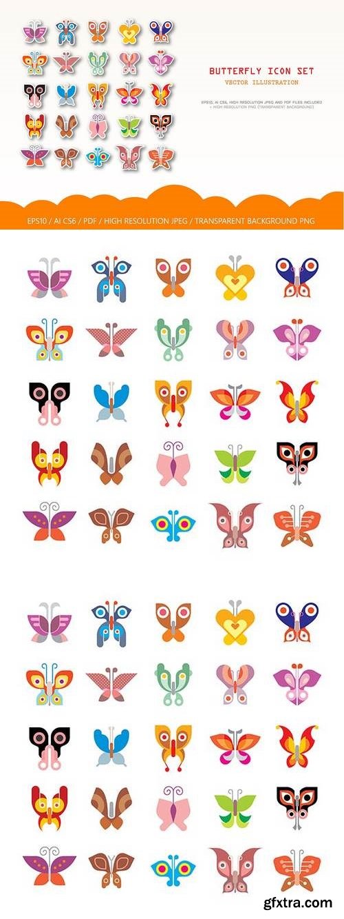 Large set of Butterfly vector icons