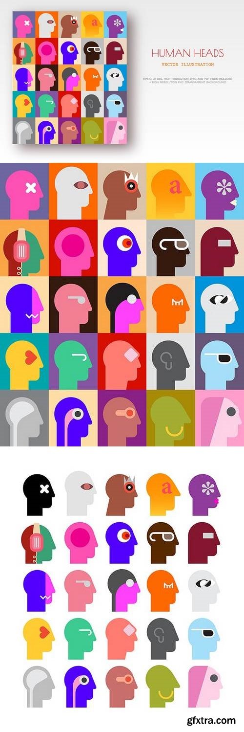 Human Heads vector artwork