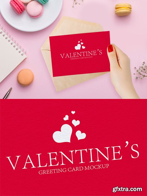 PSD Mock-Up - Valentines Greeting Card in Girl Hand