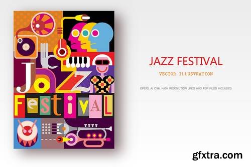 Jazz Festival Poster Design, vector illustration