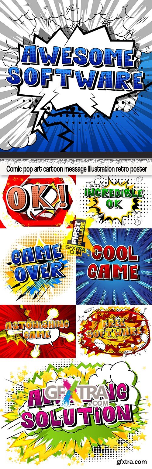 Comic pop art cartoon message illustration retro poster