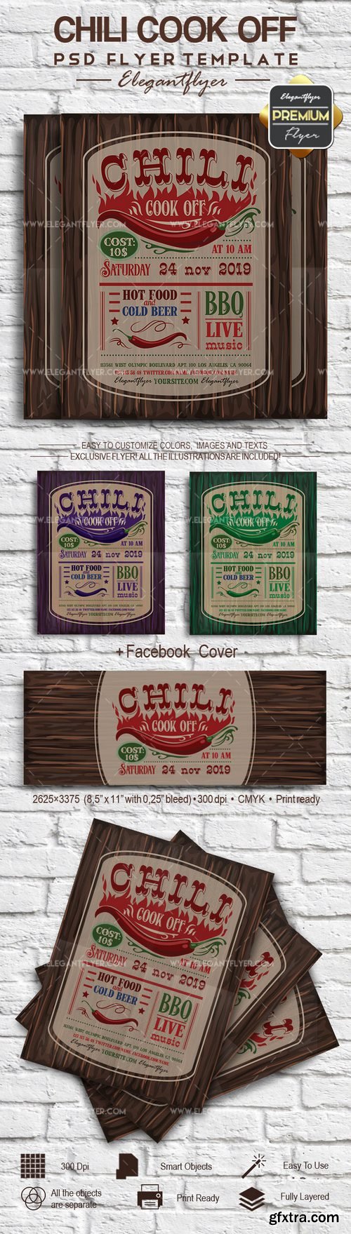 Chili Cook Off- Flyer PSD Template + Facebook Cover