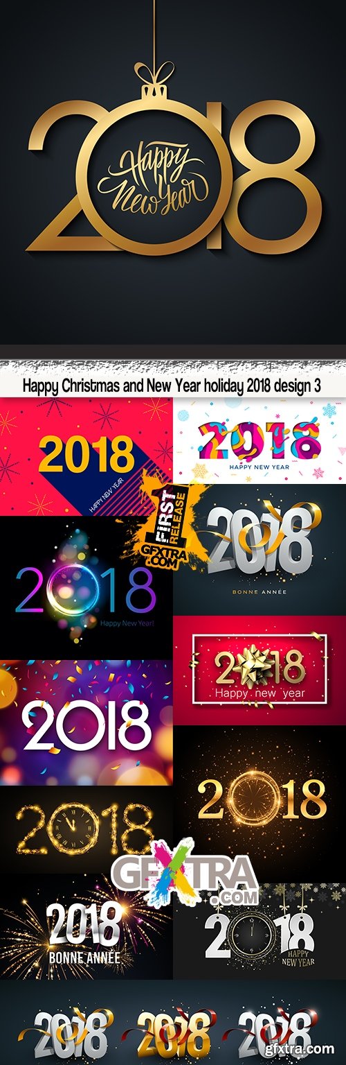 Happy Christmas and New Year holiday 2018 design 3