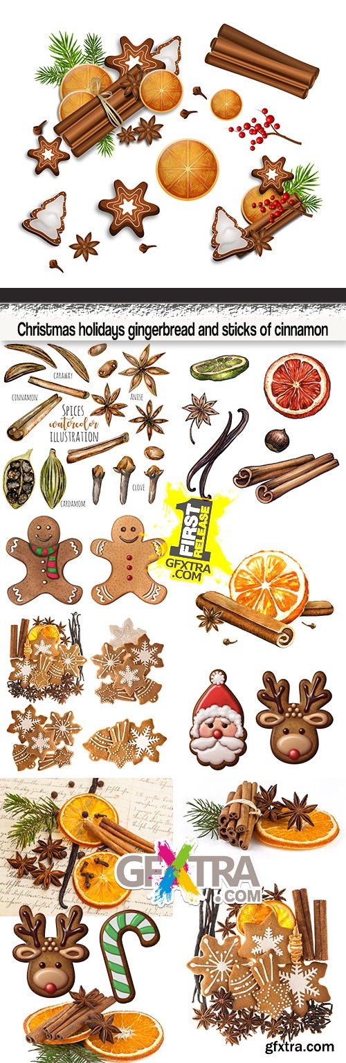 Christmas holidays gingerbread and sticks of cinnamon