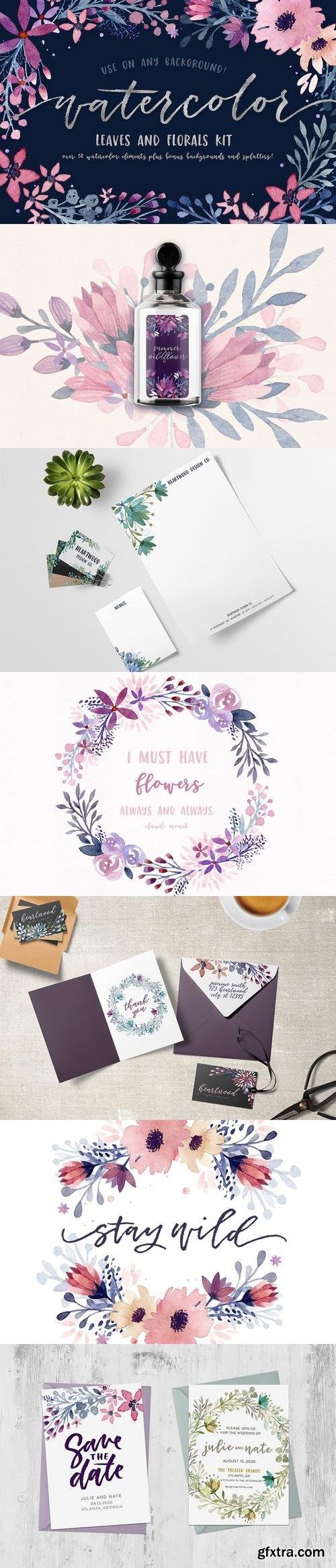CM - Watercolor Leaves and Florals Kit 1485476